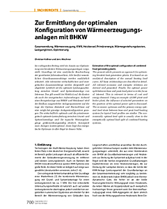 Zur Ermittlung der optimalen Konfiguration von Wärmeerzeugungsanlagen mit BHKW