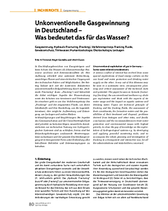 Unkonventionelle Gasgewinnung in Deutschland - Was bedeutet das für das Wasser?