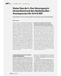 Status Quo der L-Gas-Versorgung in Deutschland und den Niederlanden – Konsequenzen für KoV & NEP