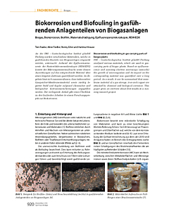 Biokorrosion und Biofouling in gasführenden Anlagenteilen von Biogasanlagen