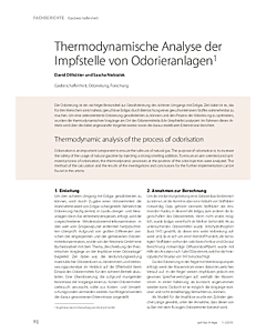 Thermodynamische Analyse der Impfstelle von Odorieranlagen