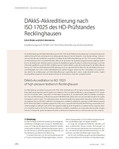DAkkS-Akkreditierung nach ISO 17025 des HD-Prüfstandes Recklinghausen
