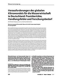 Herausforderungen des globalen Klimawandels für die Wasserwirtschaft in Deutschland: Praxisberichte, Handlungsfelder und Forschungsbedarf