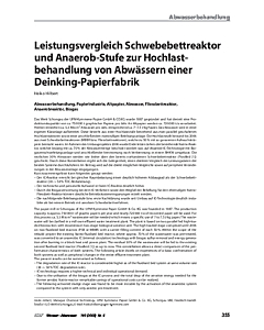 Leistungsvergleich Schwebebettreaktor und Anaerob-Stufe zur Hochlast-behandlung von Abwässern einer Deinking-Papierfabrik