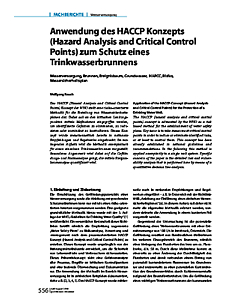 Anwendung des HACCP Konzepts (Hazard Analysis and Critical Control Points) zum Schutz eines Trinkwasserbrunnens