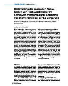 Bestimmung der anaeroben Abbaubarkeit von Hochlastabwasser im Semibatch-Verfahren zur Bilanzierung von Stoffströmen bei der Co-Vergärung
