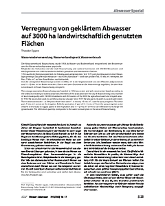 Verregnung von geklärtem Abwasser auf 3000 ha landwirtschaftlich genutzten Flächen