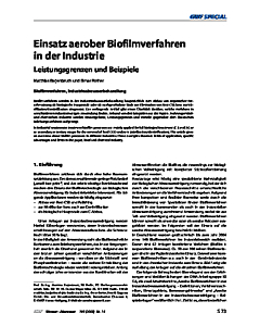 Einsatz aerober Biofilmverfahren in der Industrie