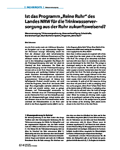 Ist das Programm "Reine Ruhr" des Landes NRW für die Trinkwasserversorgung aus der Ruhr zukunftsweisend?