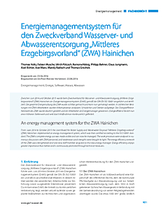 Energiemanagementsystem für den Zweckverband Wasserver- und Abwasserentsorgung „Mittleres Erzgebirgsvorland“ (ZWA) Hainichen