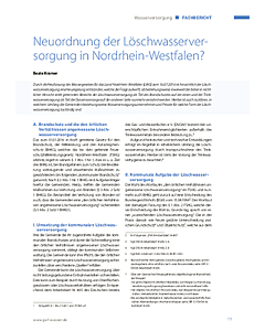 Neuordnung der Löschwasserversorgung in Nordrhein-Westfalen?