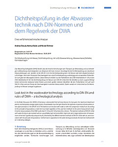 Dichtheitsprüfung in der Abwassertechnik nach DIN-Normen und dem Regelwerk der DWA