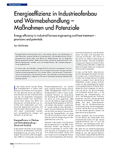 Energieeffizienz in Industrieofenbau und Wärmebehandlung - Maßnahmen und Potenziale