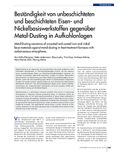 Beständigkeit von unbeschichteten und beschichteten Eisen- und Nickelbasiswerkstoffen gegenüber Metal-Dusting in Aufkohlanlagen