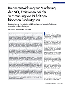 Brennerentwicklung zur Minderung der NOX-Emissionen bei der Verbrennung von N-haltigen biogenen Produktgasen