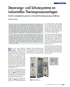 Steuerungs- und Schutzsysteme an industriellen Thermoprozessanlagen