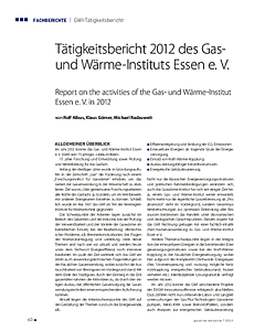 Tätigkeitsbericht 2012 des Gas- und Wärme-Instituts Essen e.V.