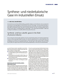 Synthese- und niederkalorische Gase im industriellen Einsatz