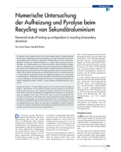 Numerische Untersuchung der Aufheizung und Pyrolyse beim Recycling von Sekundäraluminium