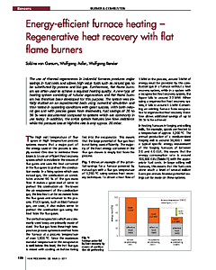 Energy-efficient furnace heating - Regenerative heat recovery with flat flame burners