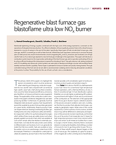 Regenerative blast furnace gas blastoflame ultra low NOx burner
