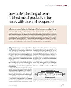 Low scale reheating of semi-finished metal products in furnaces with a central recuperator