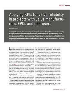 Applying KPIs for valve reliability in projects with valve manufacturers, EPCs and end-users