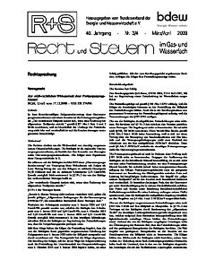 R + S - Recht und Steuern im Gas- und Wasserfach - Ausgabe 03-04 2009