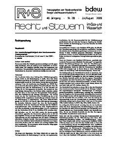 R + S - Recht und Steuern im Gas- und Wasserfach - Ausgabe 07-08 2009