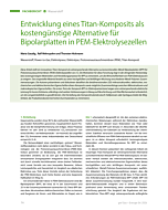 Entwicklung eines Titan-Komposits als kostengünstige Alternative für Bipolarplatten in PEM-Elektrolysezellen