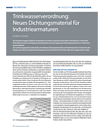 Trinkwasserverordnung: Neues Dichtungsmaterial für Industriearmaturen