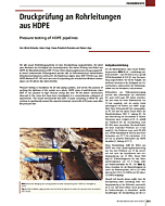 Druckprüfung an Rohrleitungen aus HDPE