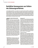 Rechtliche Konsequenzen von Fehlern des Zulassungsverfahrens