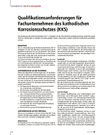 Qualifikationsanforderungen für Fachunternehmen des kathodischen Korrosionsschutzes (KKS)