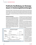 Praktische Handhabung von Nutzungsdauern in Kostenvergleichsrechnungen