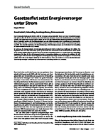 Gesetzesflut setzt Energieversorger unter Strom