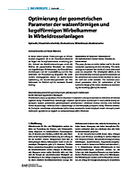 Optimierung der geometrischen Parameter der walzenförmigen und kegelförmigen Wirbelkammer in Wirbeldrosselanlagen