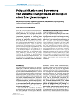 Präqualifikation und Bewertung von Dienstleistungsfirmen am Beispiel eines Energieversorgers