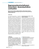 Regenwasserbewirtschaftung in Deutschland – Bestandsaufnahme und Ausblick