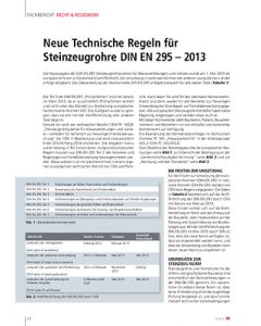 Neue Technische Regeln für Steinzeugrohre DIN EN 295 – 2013