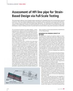 Assessment of HFI line pipe for Strain-Based Design via Full-Scale Testing