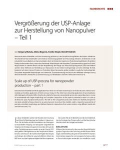 Vergrößerung der USP-Anlage zur Herstellung von Nanopulver – Teil 1