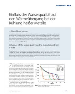 Einfluss der Wasserqualität auf den Wärmeübergang bei der Kühlung heißer Metalle