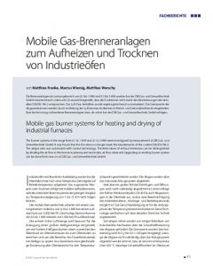 Mobile Gas-Brenneranlagen zum Aufheizen und Trocknen von Industrieöfen