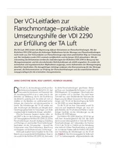 Der VCI-Leitfaden zur Flanschmontage – praktikable Umsetzungshilfe der VDI 2290 zur Erfüllung der TA Luft