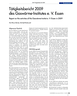 Tätigkeitsbericht 2009 des Gaswärme-Institutes e. V. Essen
