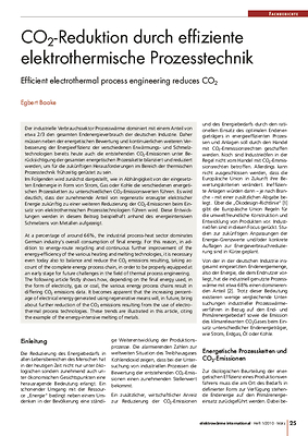 CO2-Reduktion durch effiziente elektrothermische Prozesstechnik