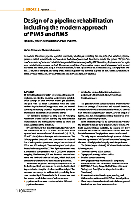 Design of a pipeline rehabilitation ­including the modern approach of PIMS and RMS