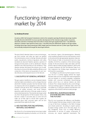 Functioning internal energy market by 2014