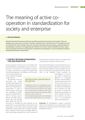 The meaning of active cooperation in standardization for society and enterprise